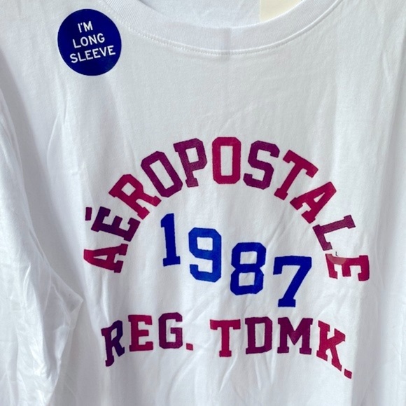 Aeropostale White Long-sleeve Tee Shirt, Size L, NWT - Picture 4 of 6